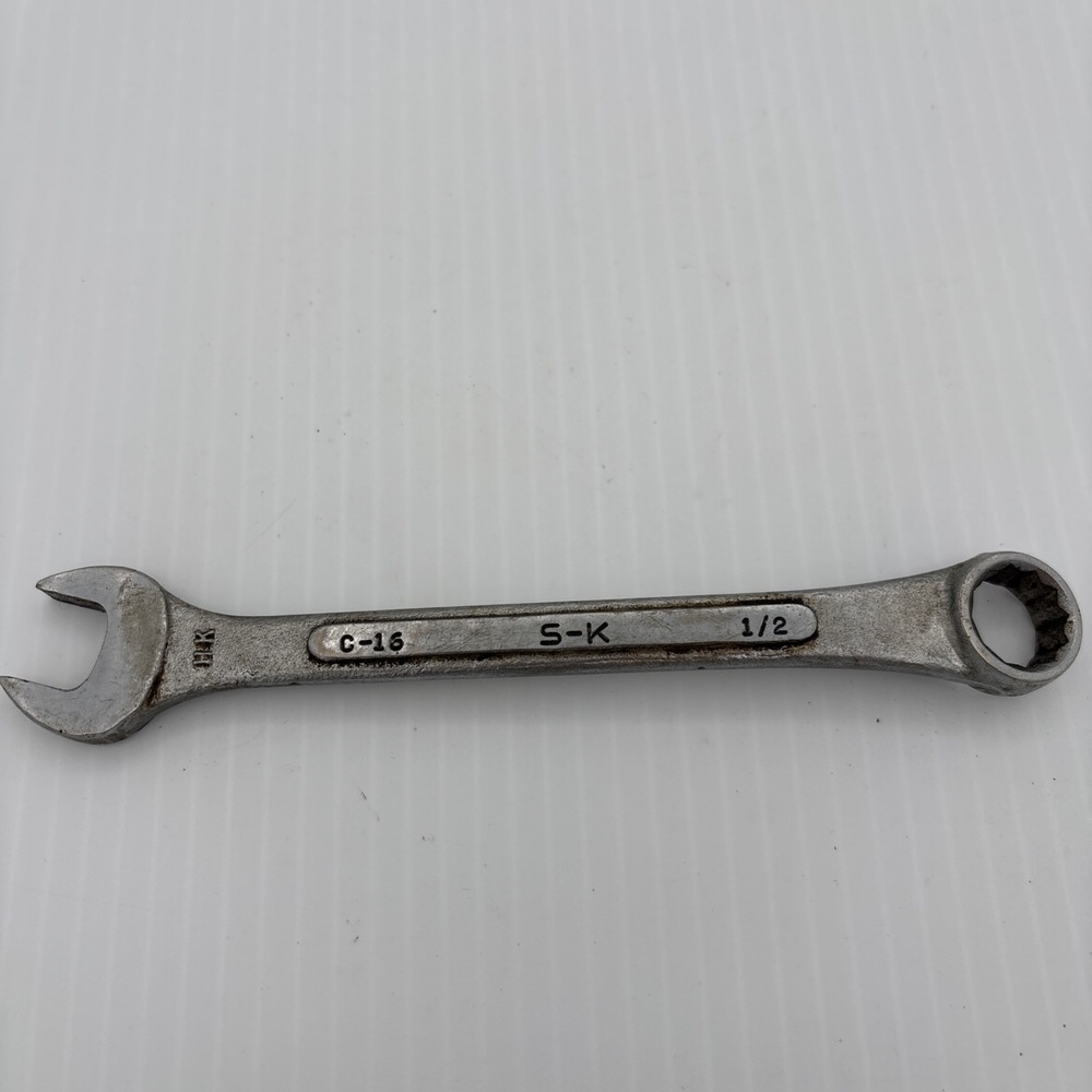 Vintage S-K Tools C-16 1/2" Combination Wrench 12-Point Forged Alloy USA
